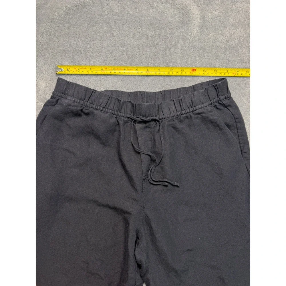 Black Linen Blend Drawstring Pants Italian Summer Clean Girl Beach Resort M